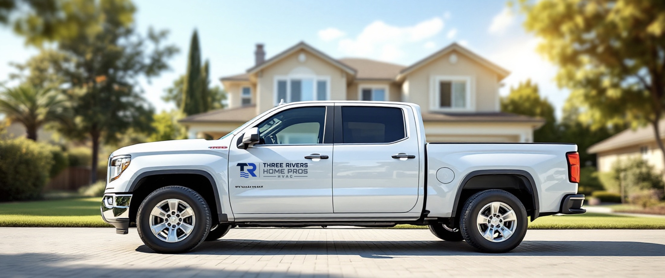 Three Rivers Home Pros service truck parked in front of a home in Greater Pittsburgh